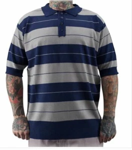 Lowrider Charlie Brown Men's Polo Shirt Navy/Grey Chicano Rap Cholo Homie Blue - Picture 1 of 1