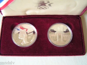 1983 1984 1$ Two U S Olympic Commemorative 2 Silver Dollars Proof Set Org Owner - Bild 1 von 9
