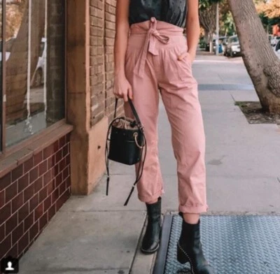 Rebecca Taylor La Vie Twill Pant with tie NWT size 28 Nude Blush Pink - Image 1 of 4