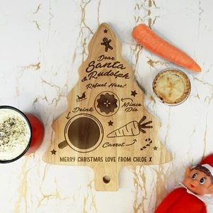 Personalised Christmas Eve Board Santa Rudolph Refuel Snack Wooden Tree Plate - Picture 1 of 20