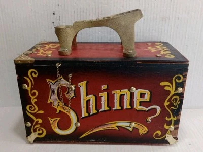 CAJA BRILLO ZAPATOS MADERA Y METAL VINTAGE 5¢, + cepillo zapatos, productos Albert Price  Foto 1 de 4