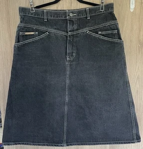 Vintage Gitano Denim Skirt Size 20W Plus A-line Modest Below The Knee Back Slit - Picture 1 of 7