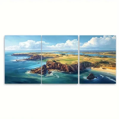 3pcs Phillip Island, Australia Wall Art Canvas Framed 50x70cm - Image 1 of 2