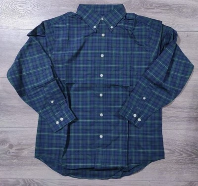 Lands End Shirt Boys Size 12 Green Plaid Poplin Long Sleeve School Uniform - Image 1 of 4