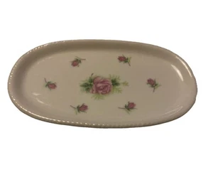 Royal Norfolk Trinket Soap Dish 5.5" Ring Jewelry Dresser Tray Purple Roses Buds - Picture 1 of 6
