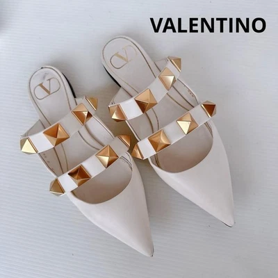 Mujeres 6.0US Valentino Zapatos Romanos Tachuela Mula Planos Edición Limitada Muy Buen Estado Popular P Foto 1 de 4