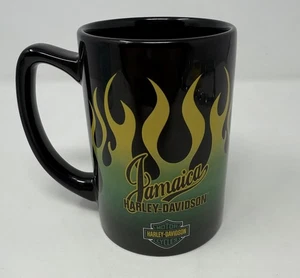 Harley Davidson Coffee Mug Jamaica Green Flames Large 2013 Biker Cup Logo - Picture 1 of 8