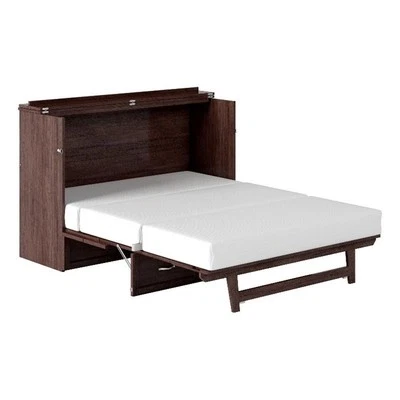 Northfield Queen Solid Wood Modern Murphy Bed Chest with Mattress in Burnt Amber - Image 1 of 4