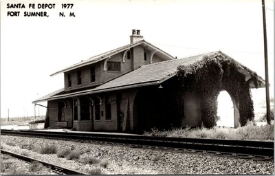 Santa Fe Railroad Train Station Depot Postcard Fort Sumner New Mexico NM - Image 1 of 2