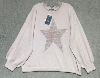 NUEVO Suéter Democracy Púrpura Claro con Estrella Multicolor para Mujer Plus 3X Foto 1 de 4