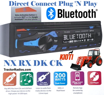 Plug & Play KIOTI Bobcat Tractor Bluetooth Radio Reproductor de CD AM FM NX RX DK CK CABINA Foto 1 de 4
