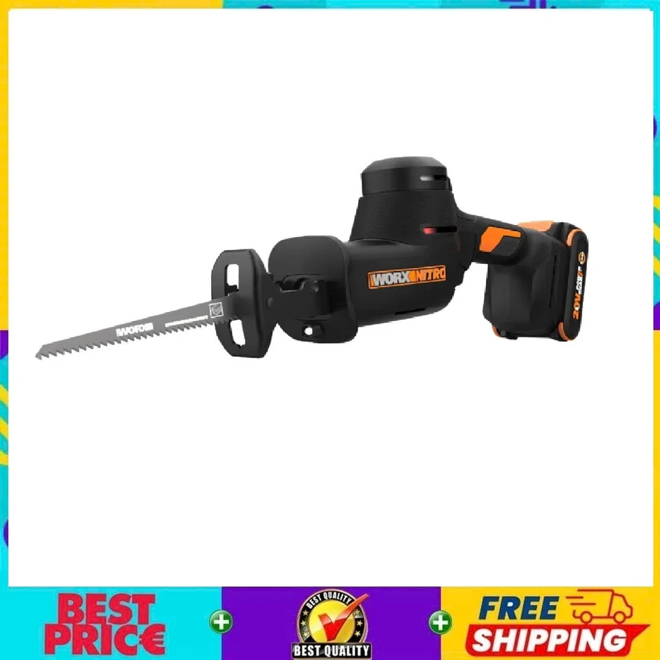 Herramienta de sierra recíproca compacta inalámbrica sin escobillas Worx Nitro 20V + batería de 2,0 Ah Foto 1 de 4