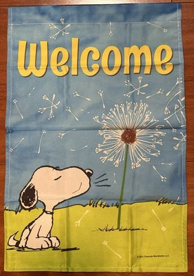 Snoopy Welcome Spring 12x18 en diente de león jardín bandera primavera fiebre doble cara Foto 1 de 4