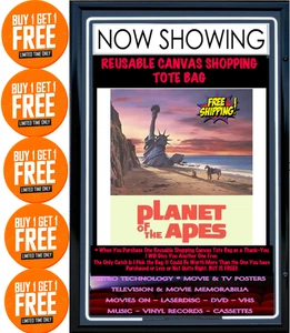 Planet of the Apes Reusable Canvas Shopping Tote Bag Buy 1 Get 1 Free- Free Post - Picture 1 of 7
