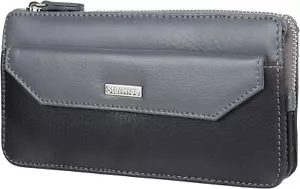 Starhide Damen-Geldbörse aus weichem Leder RFID-blockierender Reißverschluss um 5615 schwarz/grau - Bild 1 von 7