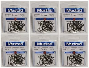 (6pk lot) Mustad Signature DRY Fly Hooks R43NP-BR-6-25 1XF/3XL - Picture 1 of 6