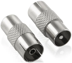 Poppstar 2x SAT-Adapter für Koaxialkabel - Antennenkabel, silbern - Zdjęcie 1 z 2