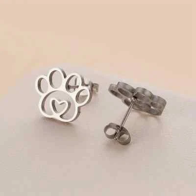 Ohrringe Pfote Herz Damenohrstecker Frauenohrstecker Edelstahl Geschenk trendy - Bild 1 von 4