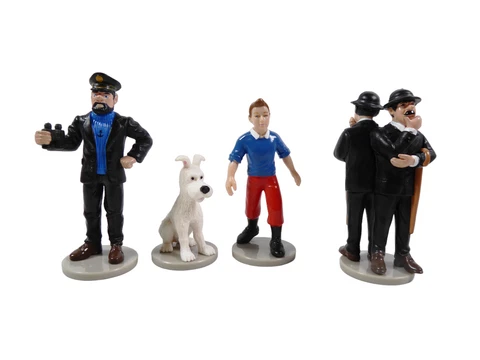 4 Figurines Tintin Snowy Captain Haddock Thompson PVC Toy Collector Comics 6cm Cover