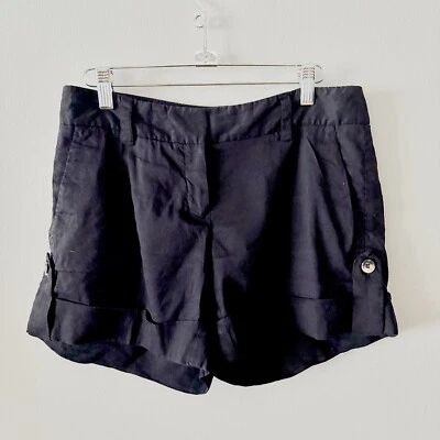 Шорты женские Theory из льняной смеси со средней посадкой на молнии с закругленными вкладками черные 4 Coastal - Изображение 1 из 4