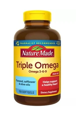 Cápsulas blandas triple Omega 3-6-9 Nature Made, 180 unidades EXP 9/2026  Foto 1 de 4