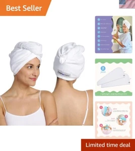 Super Absorbent Microfiber Hair Wrap - Lightweight & Anti-Frizz Turban Duo - Picture 1 of 9