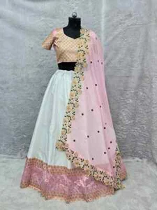 Bollywood Style Malay Satin Silk Lehenga Choli With Fancy Dupatta For Women - Picture 1 of 8