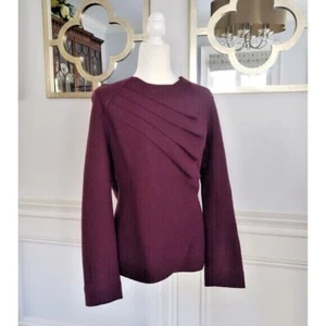 Beyond Threads Malbec Pleated Serena Peruvian Alpaca Wool Sweater Jacket LG - Picture 1 of 16