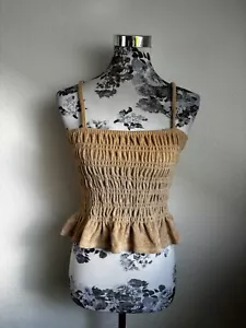 H&M Schößchentop Top Schößchen Beige Braun M - Bild 1 von 4