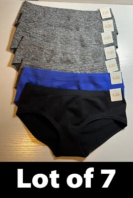 Lot/7 GB Juniors Seamless Hipster Panties, Blue / Heather Grey / Black Size XS - Image 1 of 4