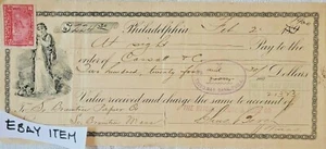 1900 PHILADELPHIA PA ASSEGNO BANCARIO CASSAT & CO. RARO FRANCOBOLLO REDDITO ROSSO SPEDIZIONE - Foto 1 di 3