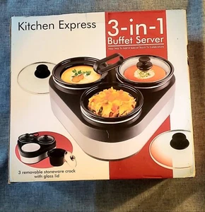 KITCHEN EXPRESS 3 IN 1 Buffet Server - 1.0 Quart Each. 3.0 Quart Total - Picture 1 of 3