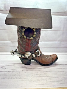 Cowboy Boot Birdhouse - Resin / metal - Spur /buckle - put your own hanger on it - Picture 1 of 15