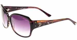 Gafas de sol Ed Hardy Banda de cuerno púrpura mariposa con estuche y caja - Imagen 1 de 3