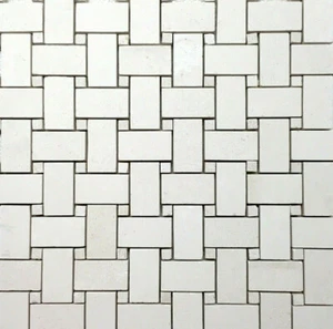 Mosaico de pared monocromo de piedra caliza tejido de cesta champán 1,2 pies cuadrados - Imagen 1 de 5