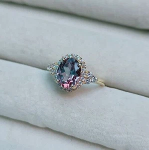 Hermoso anillo de alejandrita, anillo de plata de ley 92,5, anillo de... - Imagen 1 de 8