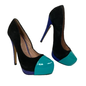 Zapatos Aldo para mujer talla 7 negro azul cuero punta redonda plataforma tacones de aguja - Imagen 1 de 9