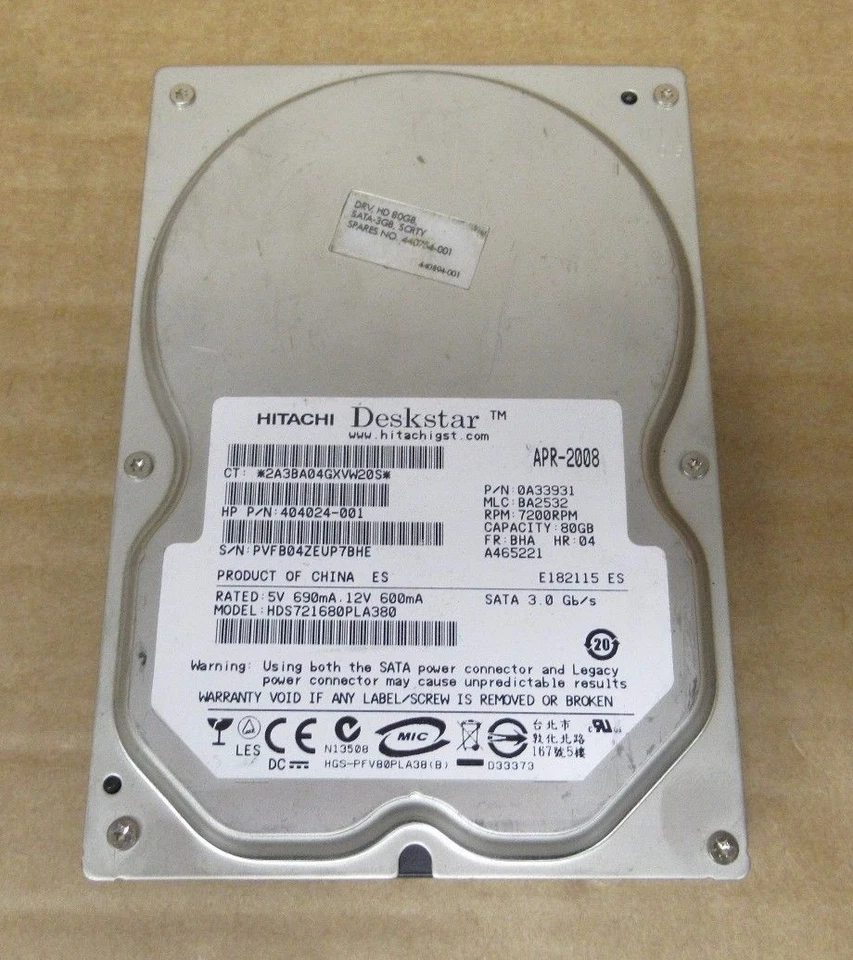 Hitachi HGST Deckstar 7k160 Internal Hardrive 7.2k rpm SATA 3gb/s 8MB 80GB HDD - Image 1 of 4