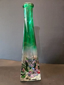 JOAN BAKER GLASMALEREI VASE MIT SCHMETTERLINGEN - Bild 1 von 6