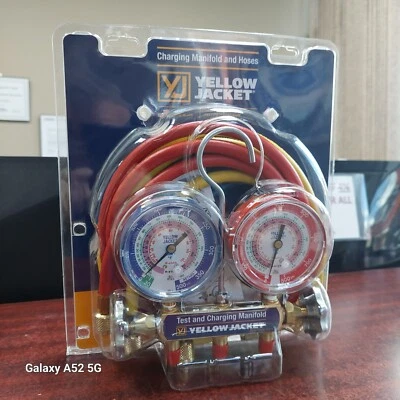 Комплект манометров механического коллектора 42004Yellow Jacket, 2 клапана, 3 шланга, вакуум - Изображение 1 из 2