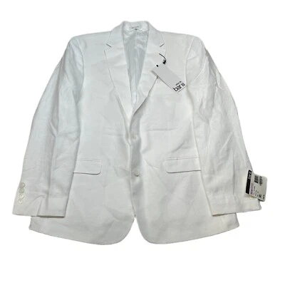 Abrigo deportivo de lino Bar III para hombre 42R 42 blanco calce ajustado verano costero $360 Foto 1 de 4
