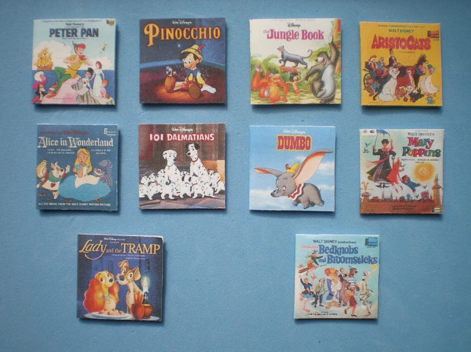 Dolls House miniatures accessories - Disney movie soundtrack album covers