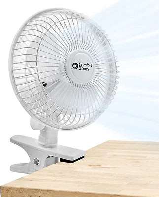 6-Inch Mini Portable Indoor 2-Speed Desk Fan w/ Clip Adjustable Tilt in White - Image 1 of 4