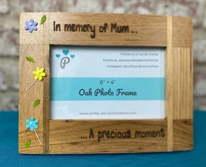 In Memory | Memorial | Personalised Solid Oak Wood Photo | 6x4"/7x5" Photo - Picture 1 of 5