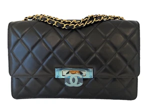 New Chanel Black Quilted Leather Jumbo Clasp Flap Bag - Picture 1 of 14