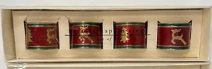 Juego de 4 anillos de servilleta esmaltados navideños renos y árboles de latón muelle 1 - Imagen 1 de 8