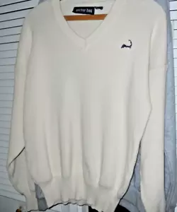 MEN'S SWEATER : Pull over cotton knit by Anchor Bay sz L-XL (color off- white) - Picture 1 of 4
