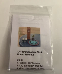 Dollhouse Furniture 1/4" Grandmother Clock Round Table Kit - Picture 1 of 4