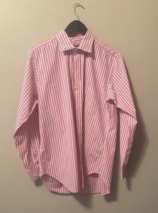 J. McLAUGHLIN Men’s Striped Pink & White Button-Down Long Sleeve Shirt - Medium - Picture 1 of 7