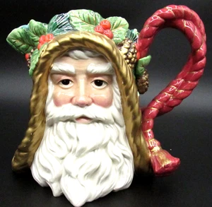 Vintage Fitz And Floyd Classics Santa Pitcher Pine Cones Berries Old Style Xmas - Picture 1 of 8